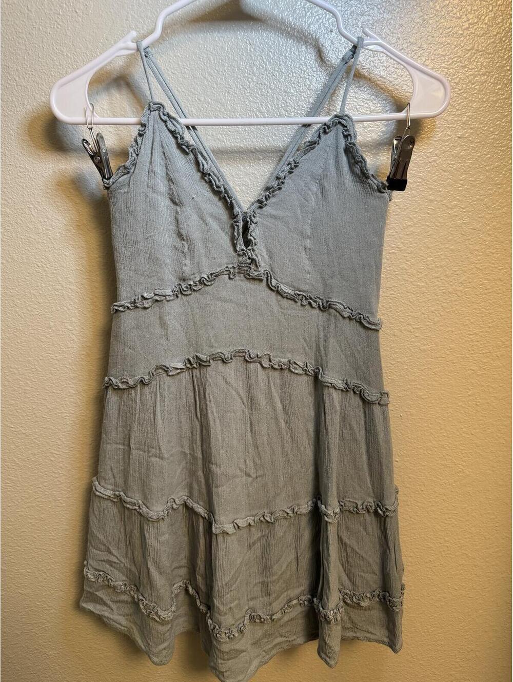 Women's ILLA ILLA Light Blue Tiered Ruffle Mini Dress - Size Small